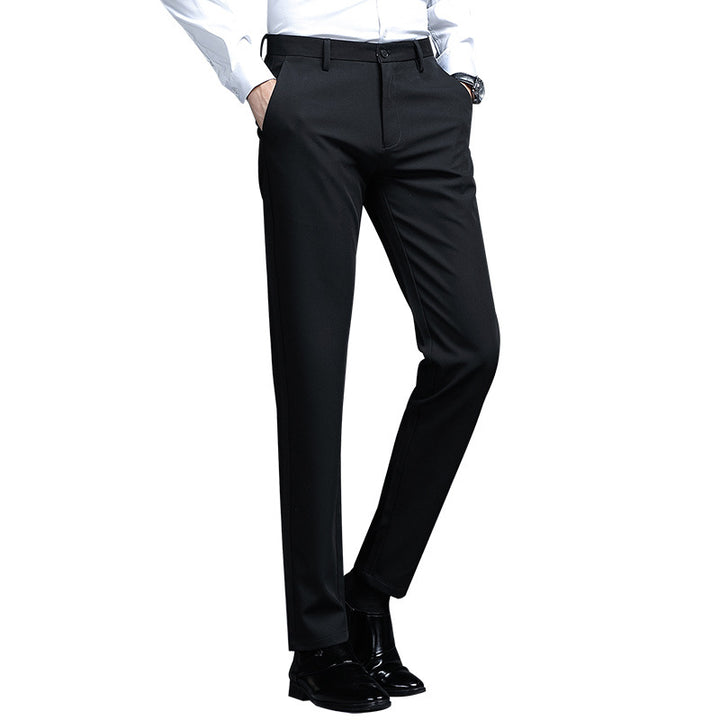 Men's Formal Slim-Fit Suit Trousers with Stretch Waistband and Crease Mune Fashion