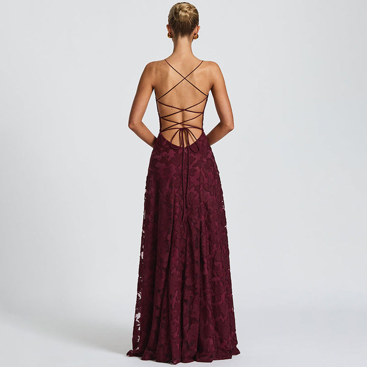 Women Elegant Evening Dress with Fine Floral Patterns and Sophisticated Details Mune