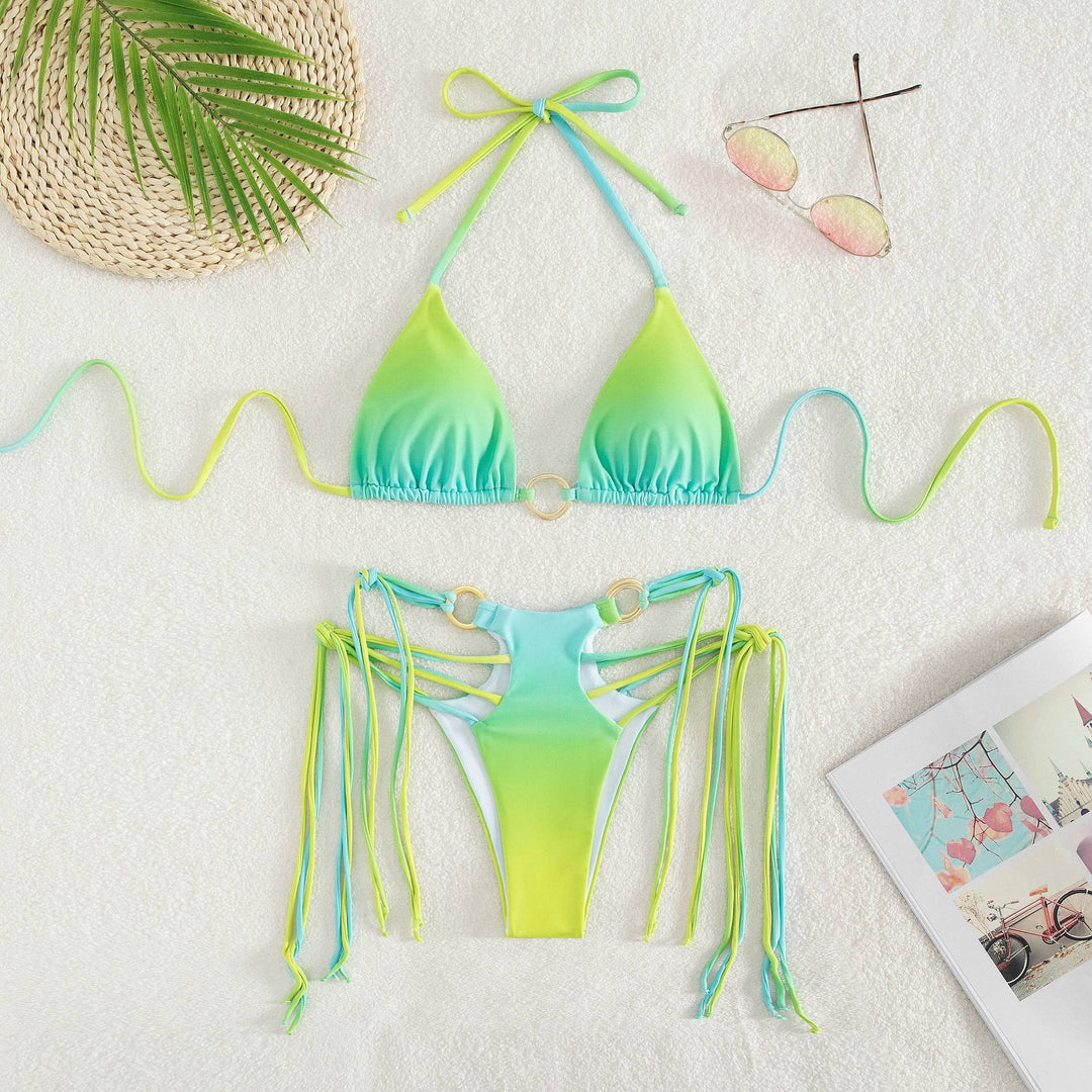 Women's triangle bikini with fashionable lace-up look and shimmering ring details Mune Fashion