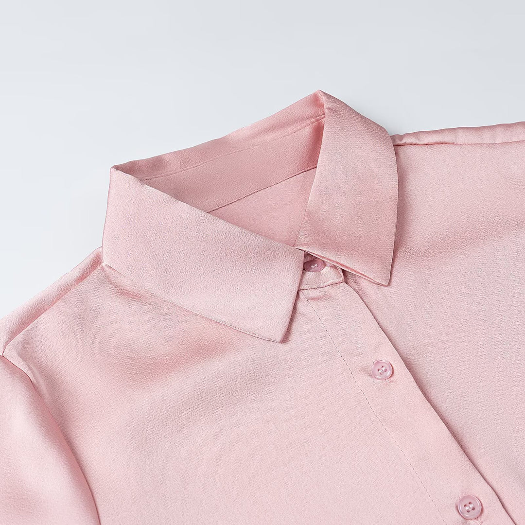 Women's fluid shirt with extended back hem, Kent collar and cuffs Mune Fashion