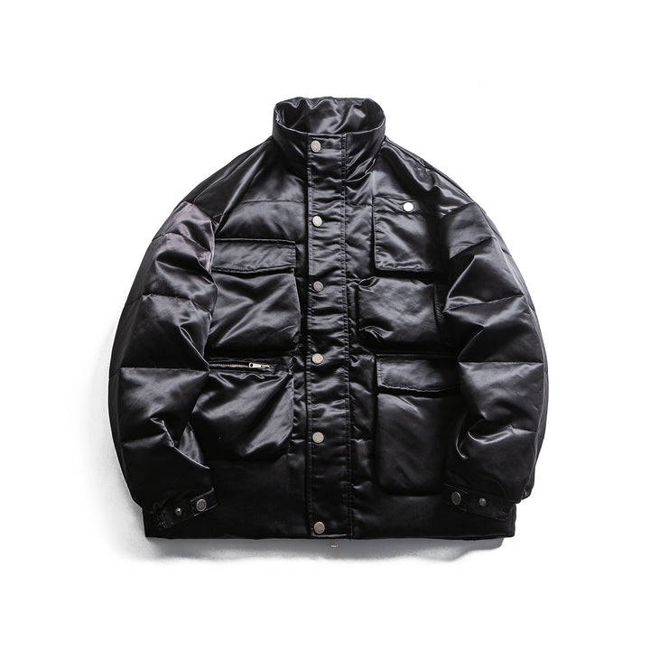 Men's Boxy Insulation Jacket in Field Style with Cargo Pockets and High Standing Collar Mune Fashion