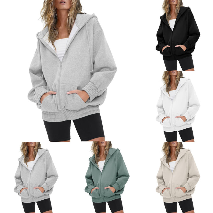Women nan oversized hoodie jacket with zipper, fleece lining and kangaroo pockets Mune Fashion