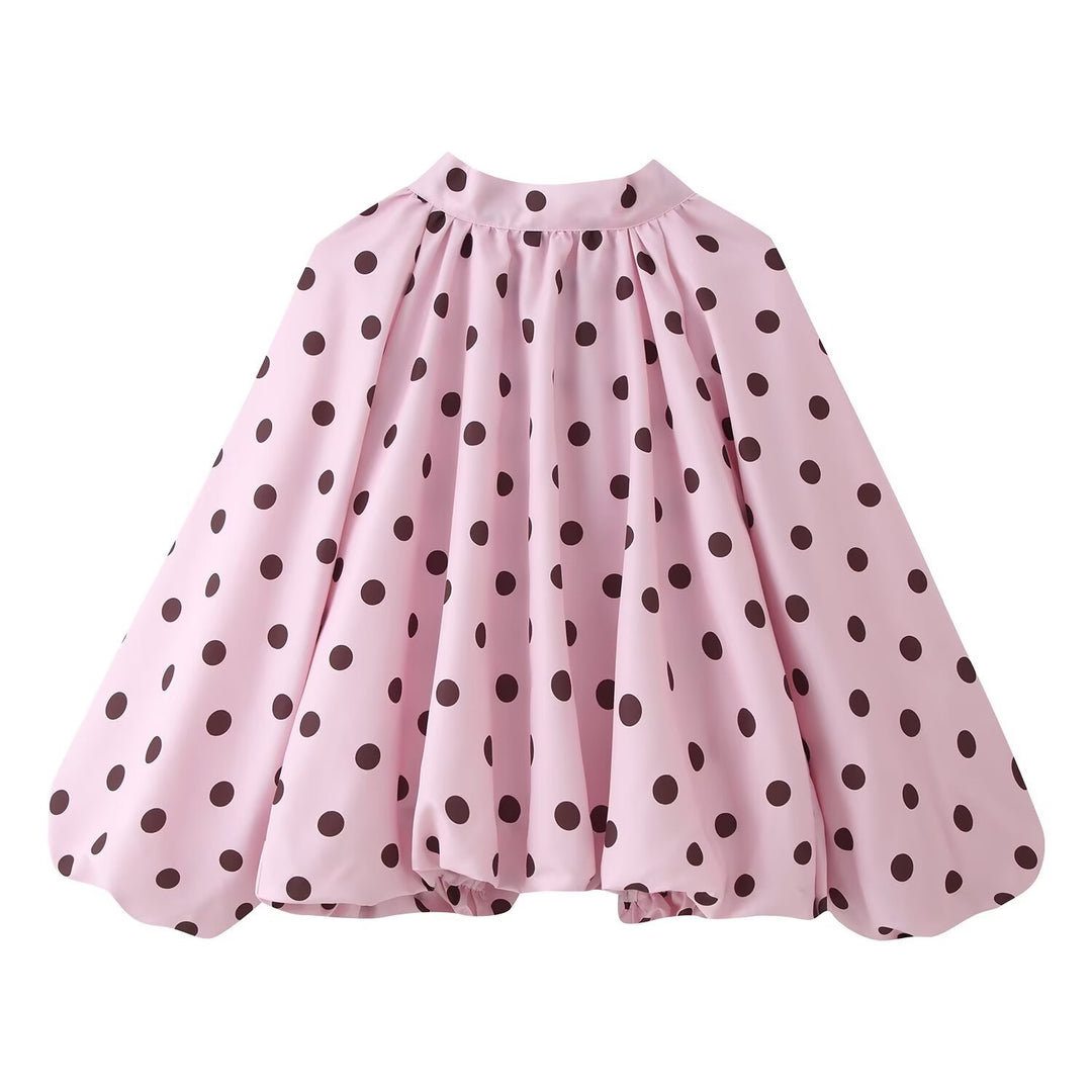 Women Wide Polka Dot Cape in A-Line Cut Made of Lightweight Rain Material Mune Fashion