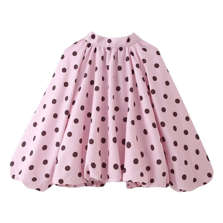 Women Wide Polka Dot Cape in A-Line Cut Made of Lightweight Rain Material Mune Fashion