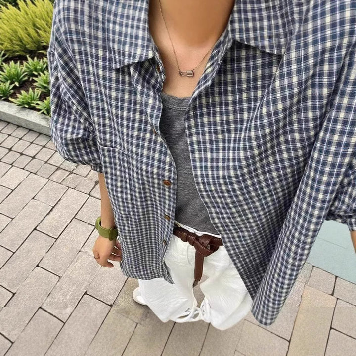 Men's Casual Checkered Long Sleeve Shirt Mune Fashion