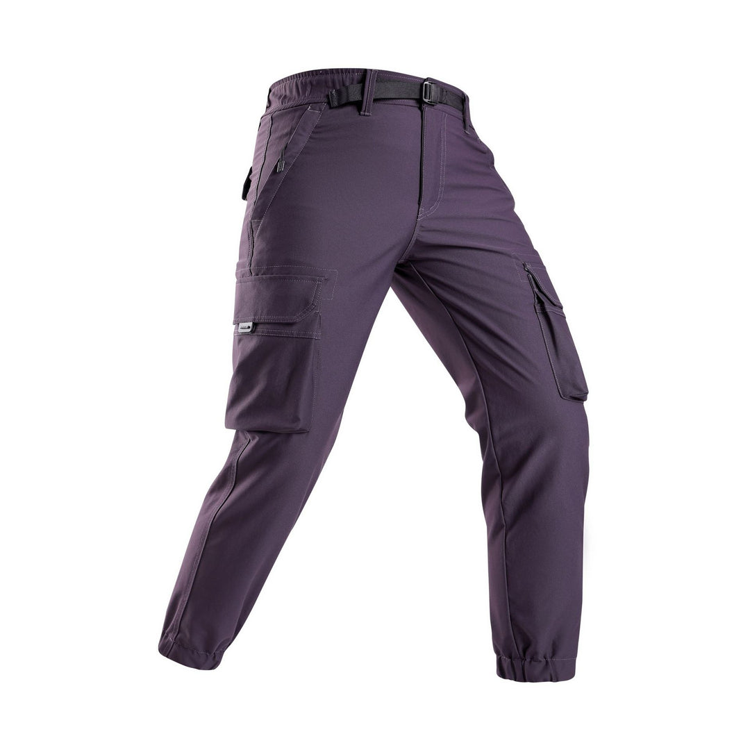 Men's Lightweight Outdoor Cargo Pants in Jogger Style with Integrated Web Belt and Elastic Ankle Mune Fashion