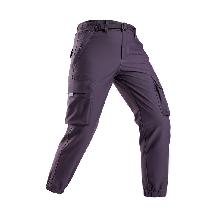 Men's Lightweight Outdoor Cargo Pants in Jogger Style with Integrated Web Belt and Elastic Ankle Mune Fashion