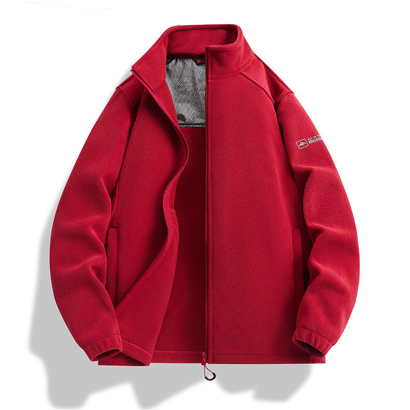 Men's fleece jacket with stand-up collar, wind-resistant microfleece and zippered pockets Mune Fashion