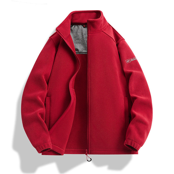 Men's fleece jacket with stand-up collar, wind-resistant microfleece and zippered pockets Mune Fashion