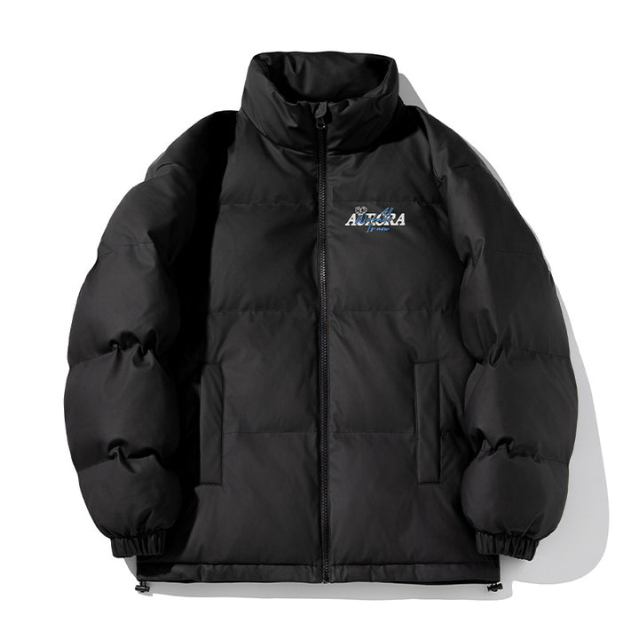 Unisex Insulated Puffer Jacket in minimalist boxy cut with high stand-up collar, concealed zipper, and drawstring hem Mune Fashion
