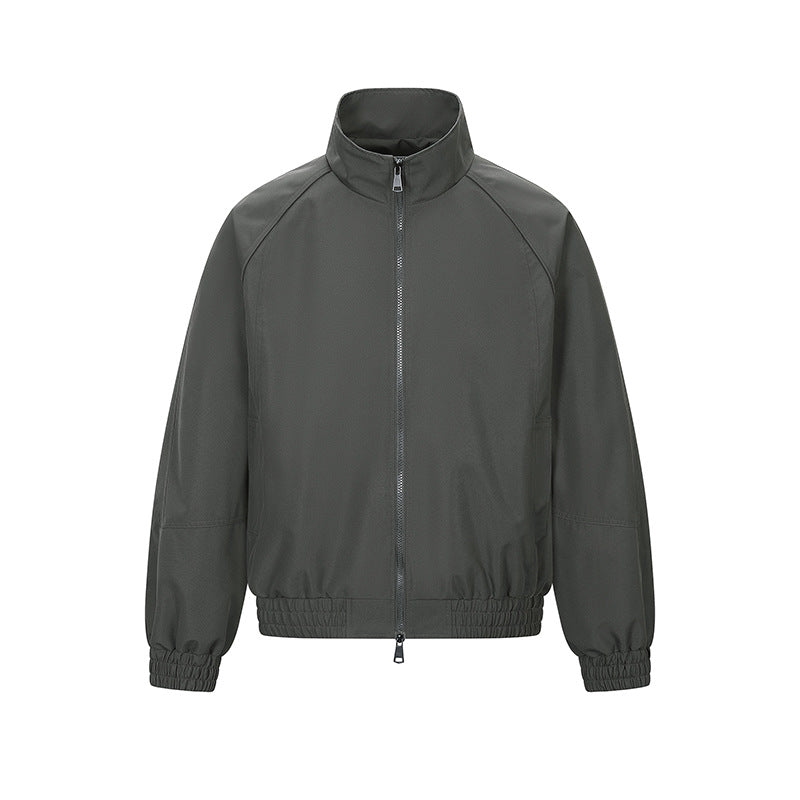 Men's Lightweight Utility Training Jacket with Stand-Up Collar, Two-Way Zipper and Elastic Waistband Mune Fashion