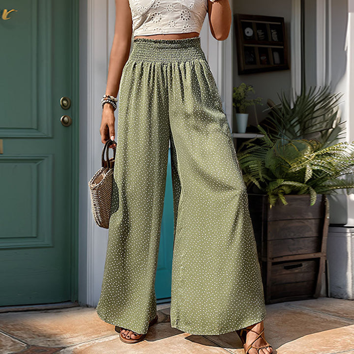 Women's Wide Summer Trousers with Elastic Waist Mune Fashion