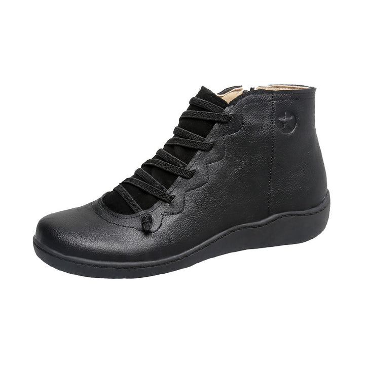 Women's comfortable lace-up bootie with ergonomic footbed, soft shaft, and flexible profile sole Mune Fashion