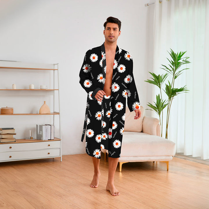 Men's Kimono with Modern Pattern and Belt Mune