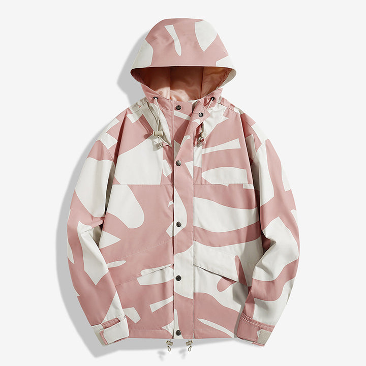 Women's Fashionable Transitional Jacket with Hood and Unique Print Mune Fashion