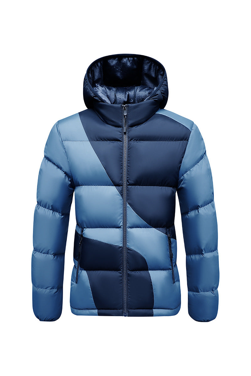 Men's quilted jacket with contrasting panels, hood, and thermal synthetic filling Mune Fashion