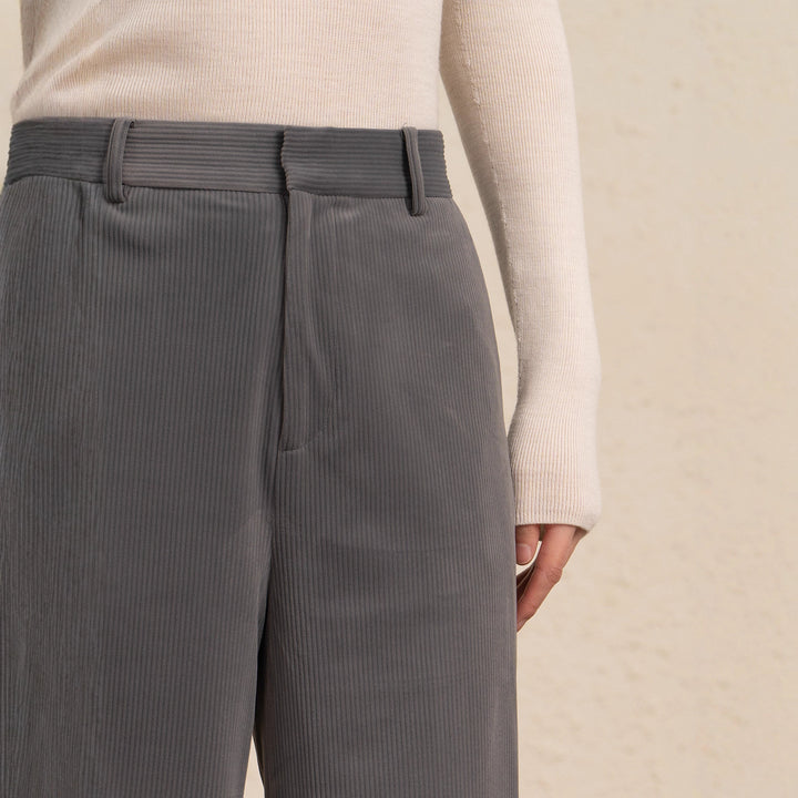 Women's High-Waisted Loose Corduroy Pants Mune Fashion