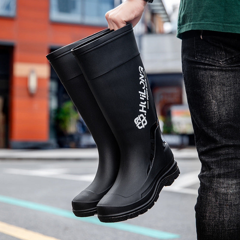 Men's Waterproof Rubber Boots with Adjustable Shaft Closure and Profiled Cushioning Sole System Mune Fashion