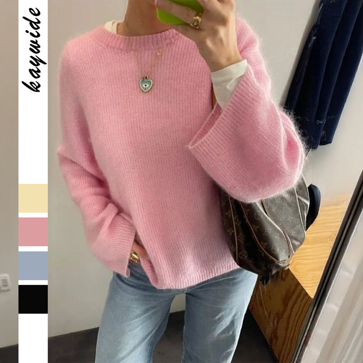 Women nan Oversize Off-Shoulder Fine Knit Sweater with Batwing Sleeves Mune Fashion