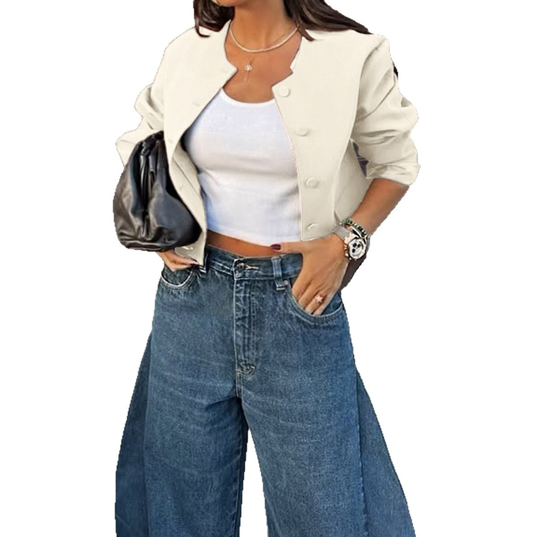 Women's oversized wool jacket with snap button placket, boxy silhouette, and patch pockets Mune Fashion