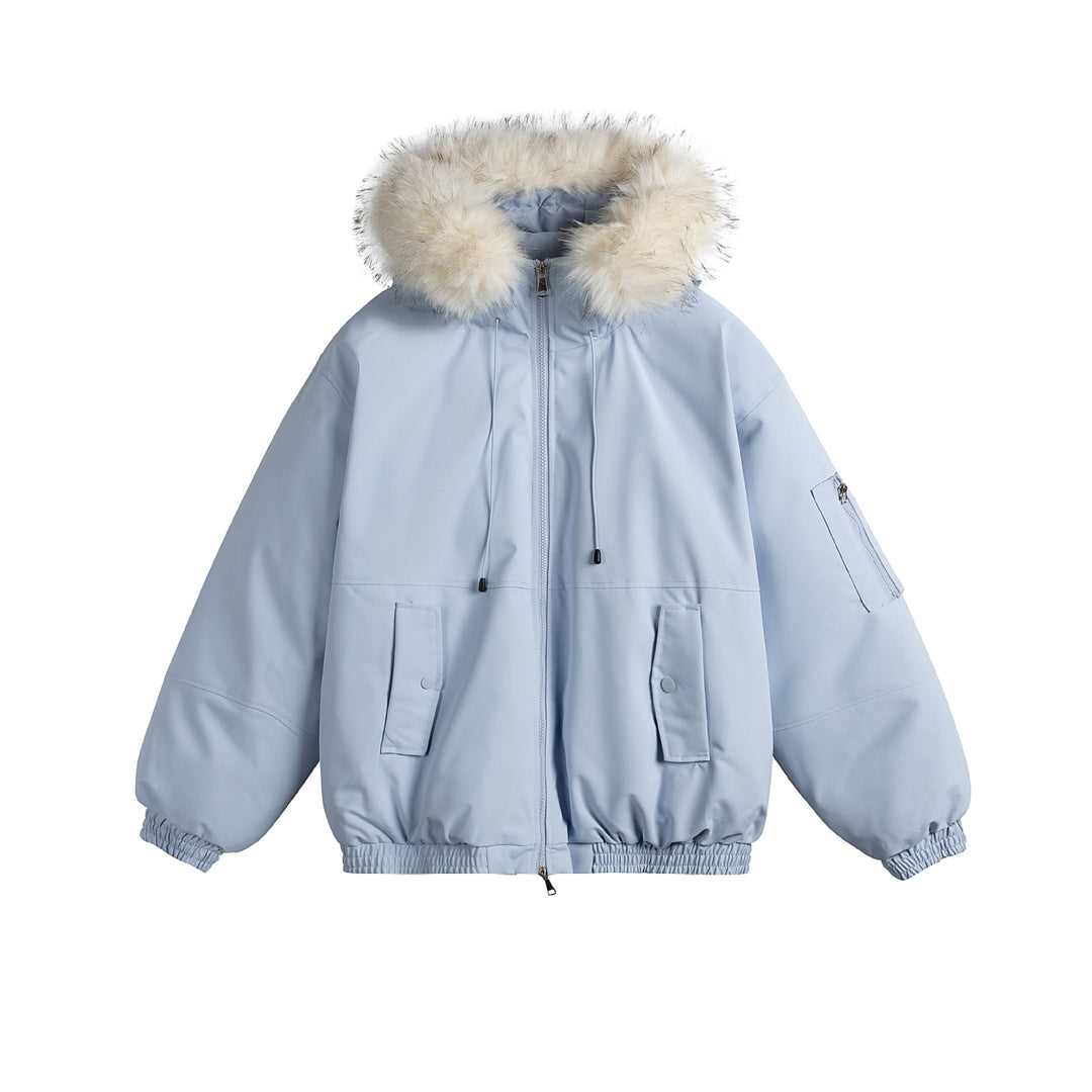 Women's Oversize Bomber Style Parka with Removable Faux Fur Hood Mune Fashion