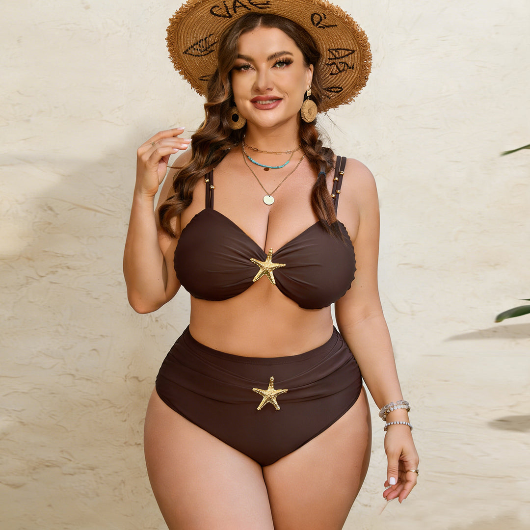 Women's High-Waist Bikini Set with Elegant Star Application Mune Fashion