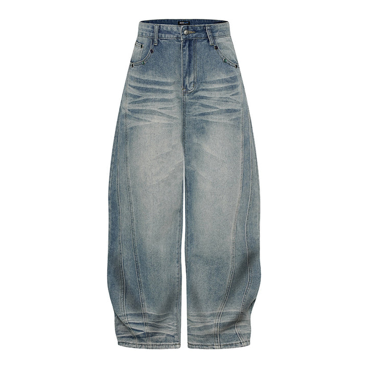 Women's Wide High-Waist Balloon Jeans with Decorative Seams Mune Fashion