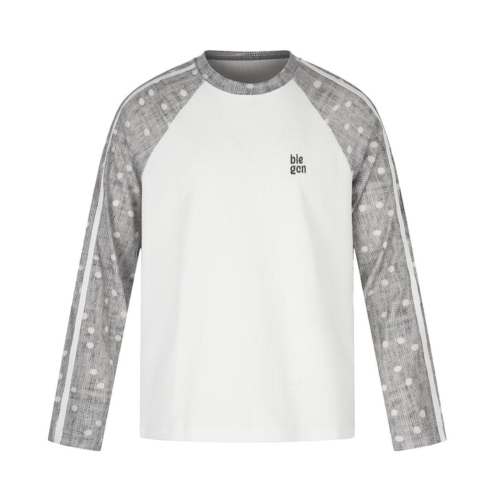 Unisex waffle texture sweatshirt with transparent contrast sleeves, raglan and side stripes Mune Fashion
