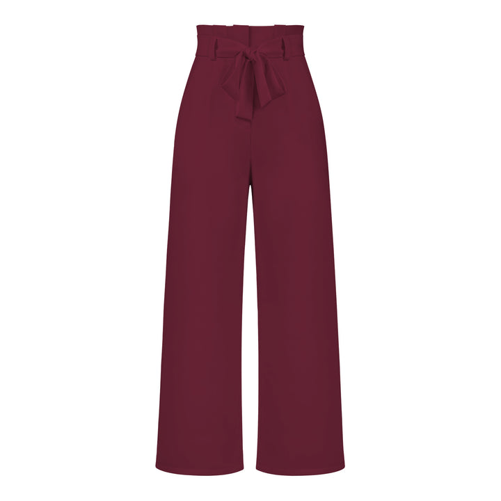 Women's high-waisted paperbag pants with wide leg and waist belt Mune Fashion