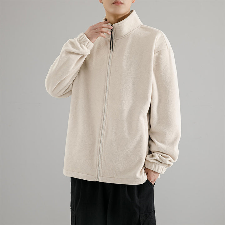 Herren Fleecejacke mit Stehkragen, durchgehendem Reißverschluss und elastischen Bündchen Mune Fashion