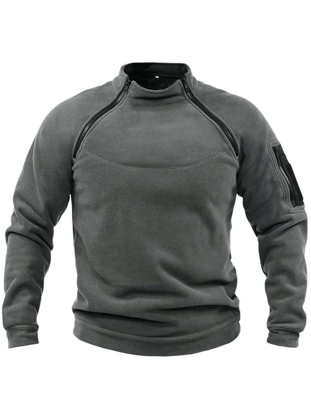 Men's Thermal Fleece Pullover with High Collar and Practical Pockets Mune