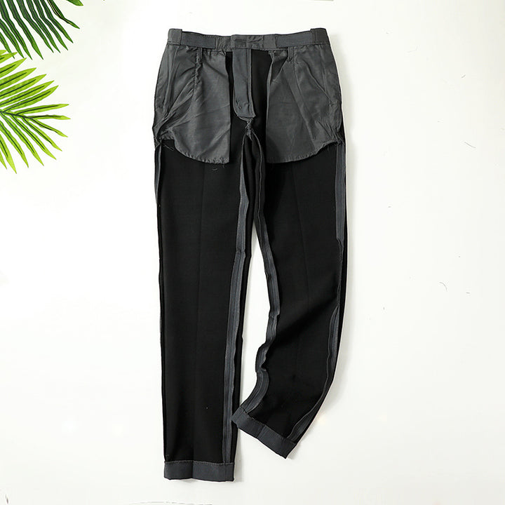Men's Elegant Straight Cut Suit Trousers with Fold and Straight Leg Mune Fashion