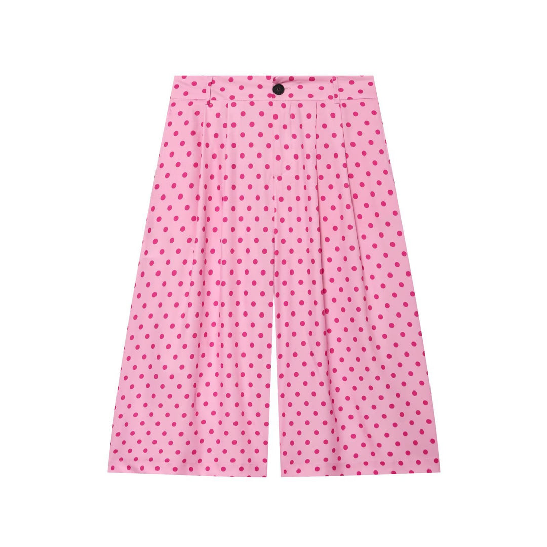 Women's Wide Culotte Pants with High Waist and Soft Dart Pleats Drune