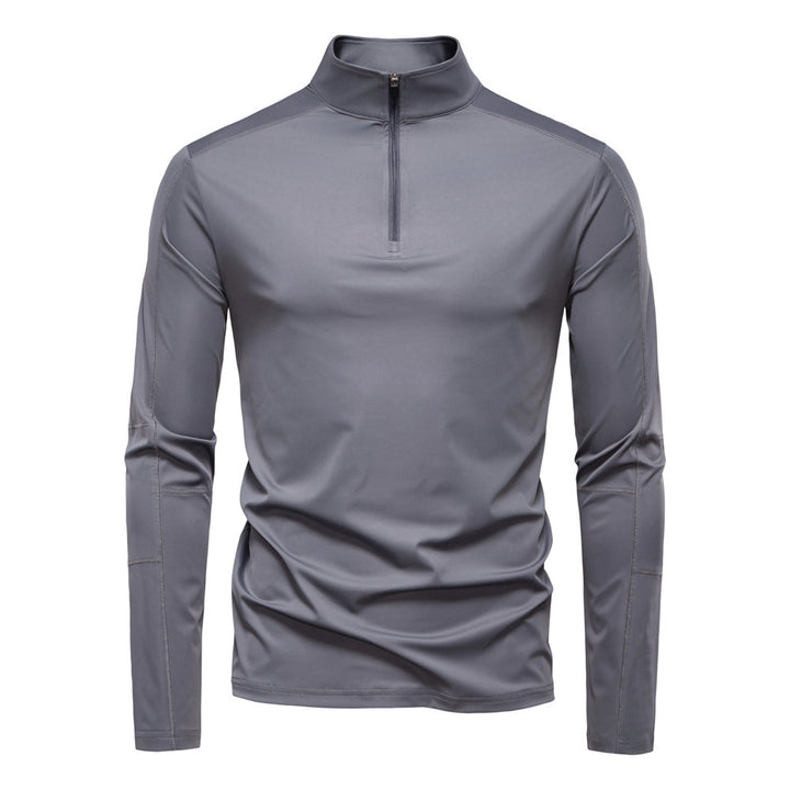 Men's functional long sleeve shirt with stand-up collar and half zipper Mune Fashion