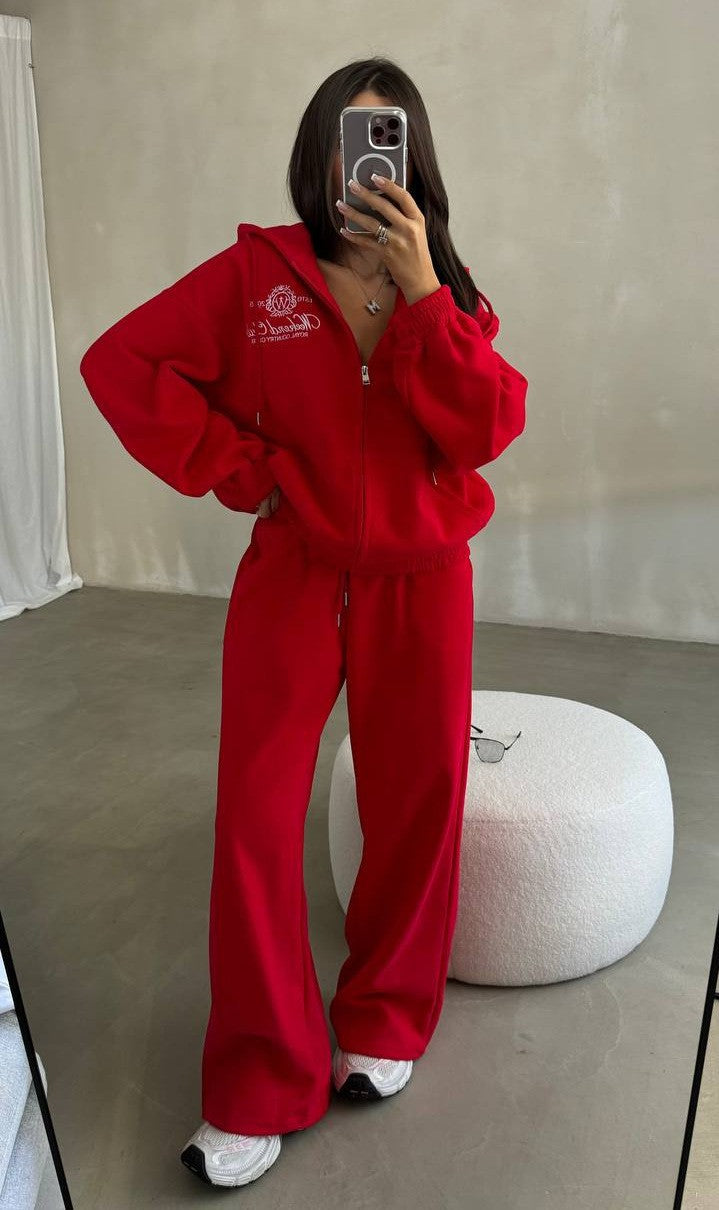 Women's Soft Oversized Hoodie Sweat Jacket Set with Wide Jogging Pants Mune Fashion