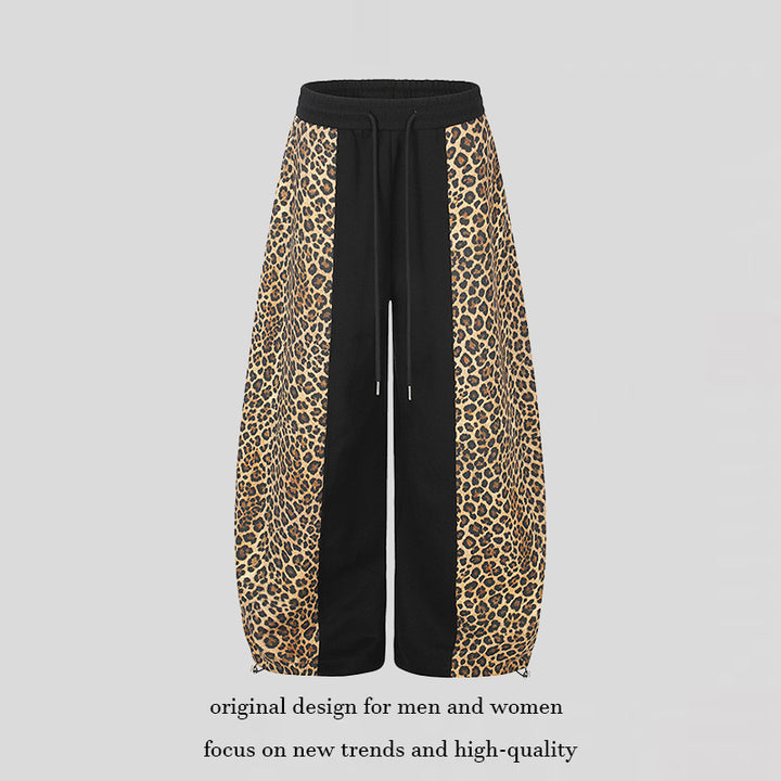 Women's Extra Wide Palazzo Jogpants with Leo Panels, Drawstring Waistband, and Adjustable Hem Mune Fashion