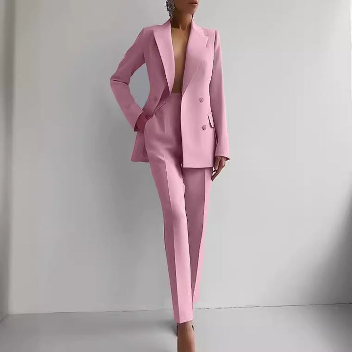 Women's Elegant Double-Breasted Blazer with Tailored Trousers Mune