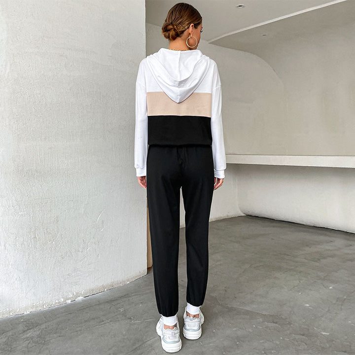Ladies' Sportive Jogging Set with Hood, Drawstring Pants & Side Stripes Mune Fashion