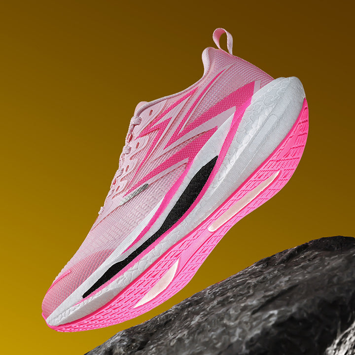 Unisex dynamic road running shoes with curved rocker midsole, reactive EVA cushioning and breathable knitted upper material Mune Fashion