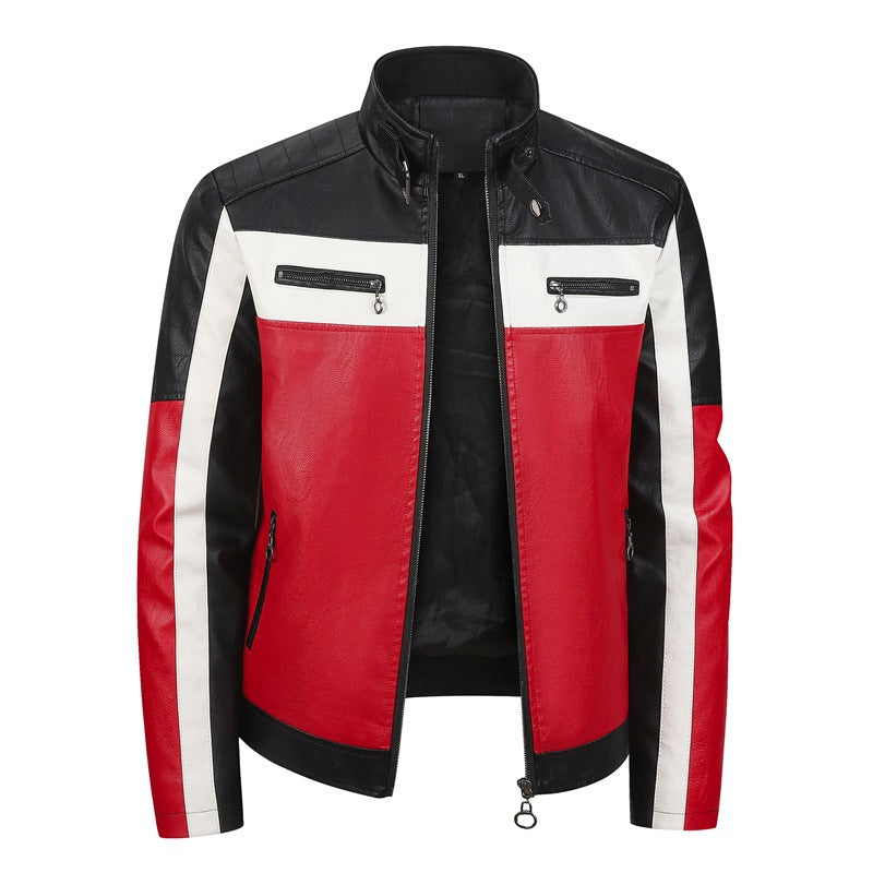 Men's sporty artificial leather jacket with zipper Mune Fashion