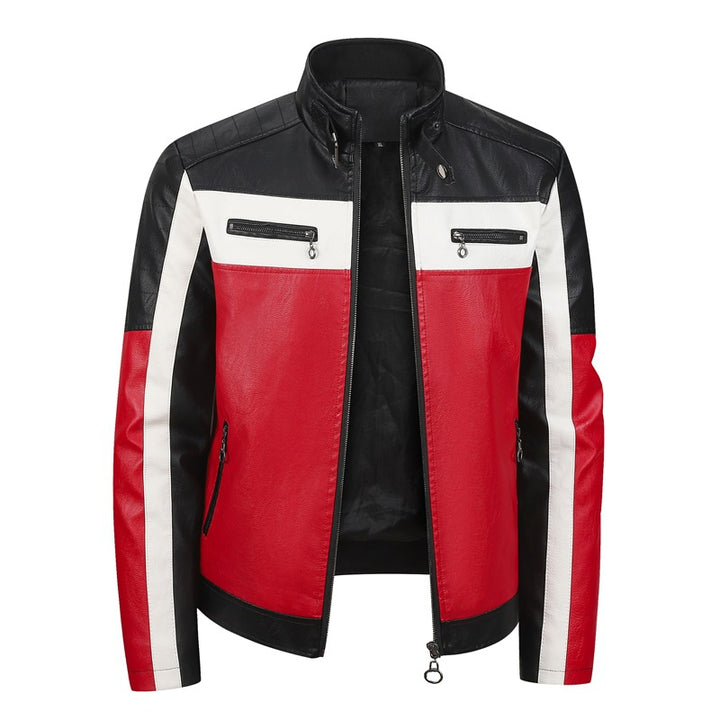 Men's sporty artificial leather jacket with zipper Mune Fashion