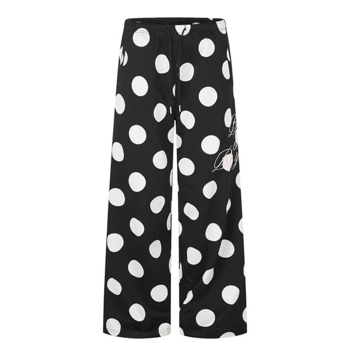 Women's Wide Palazzo Lounge Pants with Comfort Waistband and Dot Pattern Mune Fashion