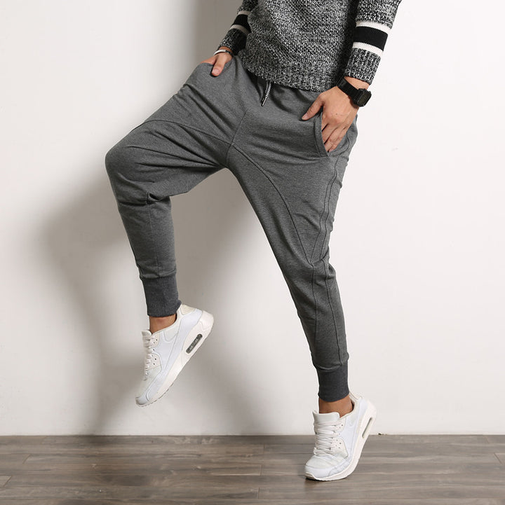 Men's loose harem joggers with a low crotch, tapered cuffs, and drawstring Mune Fashion