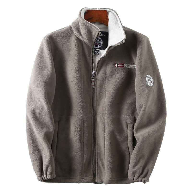 Men's fleece jacket with stand-up collar, full-length zipper, and teddy inner lining Mune Fashion