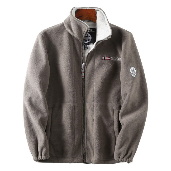Men's fleece jacket with stand-up collar, full-length zipper, and teddy inner lining Mune Fashion