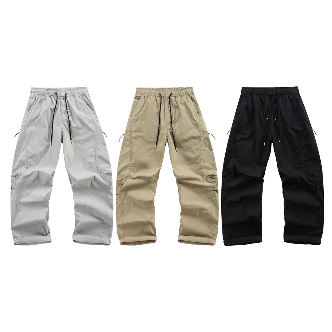Men's Travel Cargo Pants with Elastic Waistband, Drawstring, and Ventilation Panels Mune Fashion