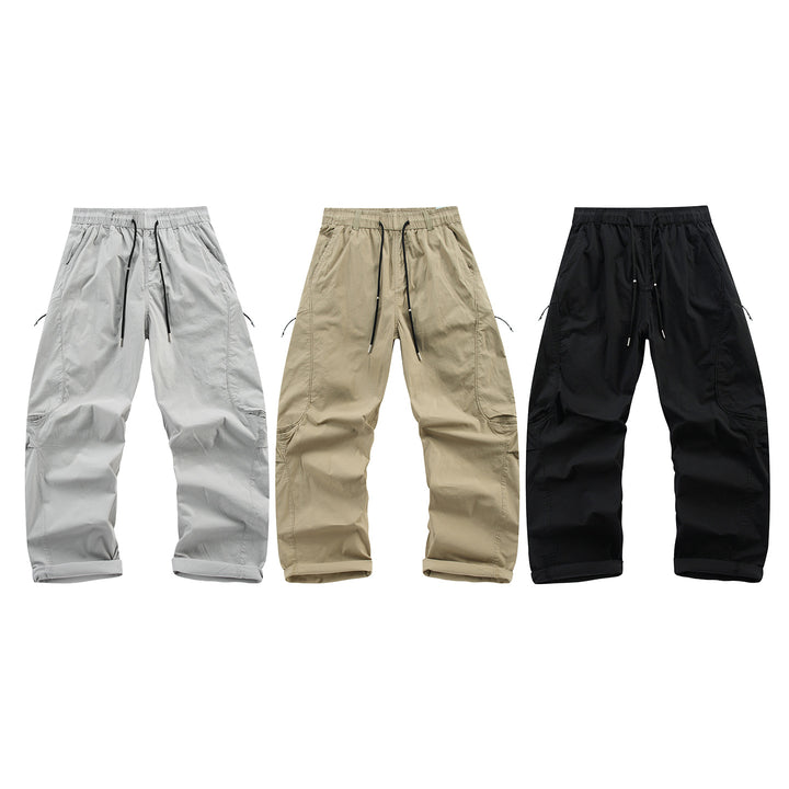 Men's Travel Cargo Pants with Elastic Waistband, Drawstring, and Ventilation Panels Mune Fashion
