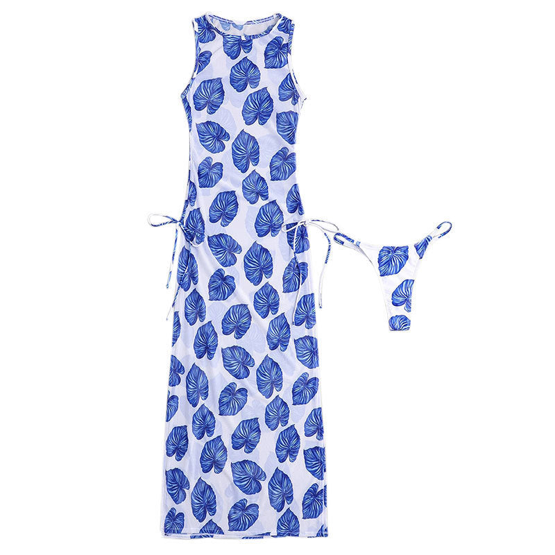 Women's sleeveless beach dress with elastic waist drawstring Mune Fashion