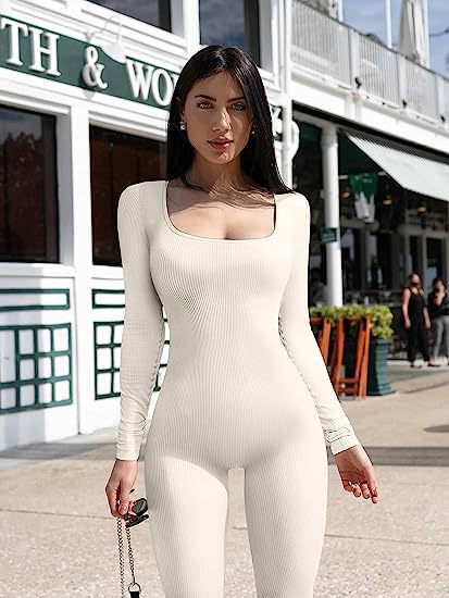 Women's figure-hugging ribbed jumpsuit with square neckline Mune Fashion