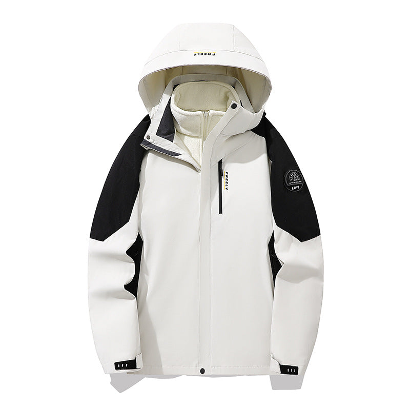 Men's non-waterproof three-piece winter jacket with removable hood and fleece inner jacket Mune Fashion